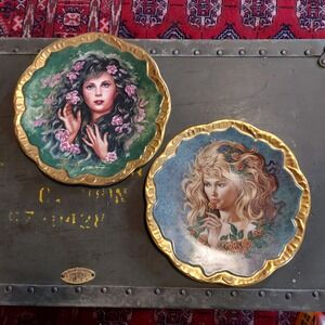 Vintage Pickard Irene Spencer Symphony of Roses Collector Plates Set of 2 1983